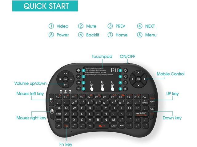 Rii 2.4GHz Mini Wireless Keyboard with TouchpadQWERTY Keyboard, Backlit Portable with Remote Control for...
