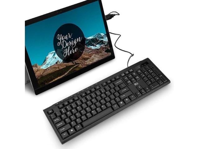 Rii RK907 Ultra-Slim Compact USB Wired Keyboard for Mac and PC,Windows 10/8 / 7 / Vista/XP(Black) (2PCS)
