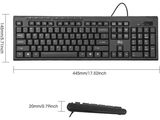 Rii RK907 Ultra-Slim Compact USB Wired Keyboard for Mac and PC,Windows 10/8 / 7 / Vista/XP(Black) (2PCS)