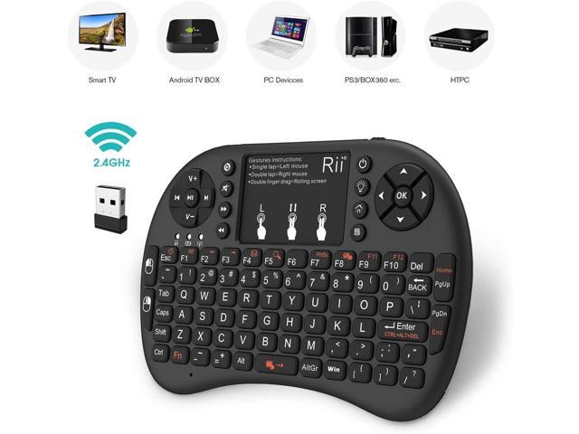 Rii 2.4GHz Mini Wireless Keyboard with TouchpadQWERTY Keyboard, Backlit Portable with Remote Control for...