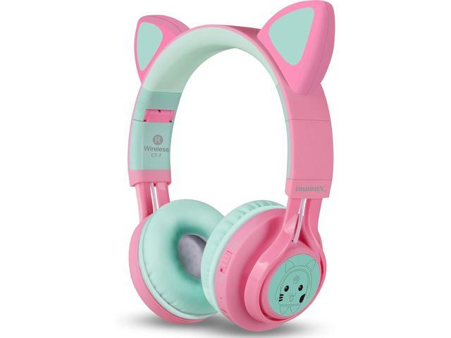 Riwbox CT-7 Cat Ear Bluetooth Headphones, LED Light Up Bluetooth Wireless Over Ear Headphones with Microphone and Volume Control for...