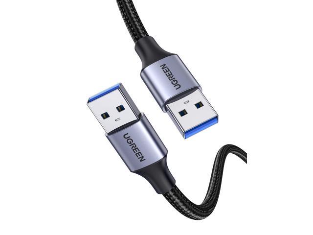 U USB Cable USB 3.0 A to A Cable Male to Male 5Gbps Data Transfer Cord Nylon Braided Cable for Hard Drive Enclosure, TV Box, Modem, Camera,...