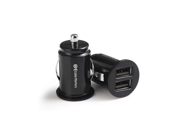 Cable Matters 2-Pack 4.8A 24W Flush Mount Dual USB Car Charger, Compact Mini Car USB Charger for Smartphones and Tablets