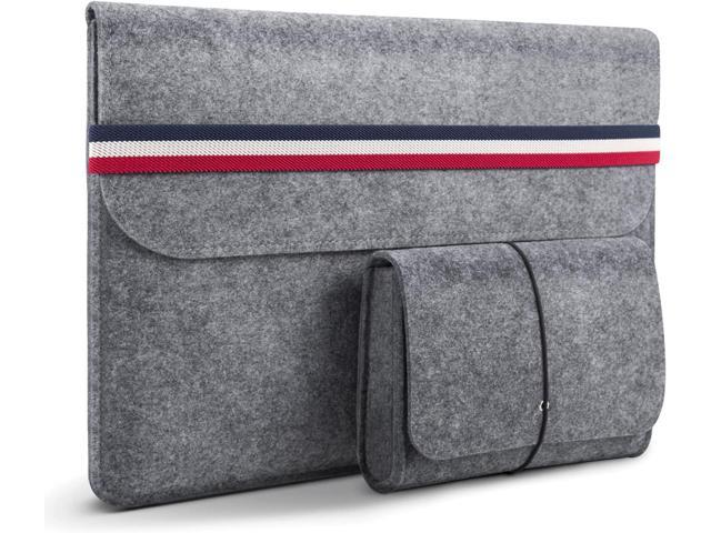 Laptop Sleeve with Extra Storage Case and Mouse Pad, Felt Laptop Sleeve Bag, for 15.6 Inch Laptops (15.4-15.6 inch, Elastic Band, Light Gray)