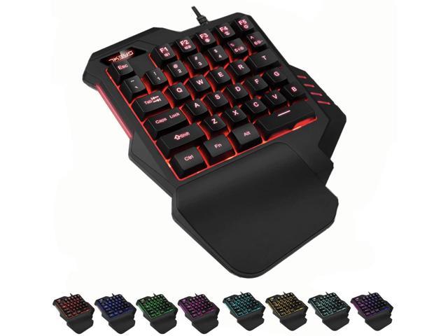 RGB Backlit Wired Gaming One Handed Keyboard Mechanical Feeling for PS4 Xbox PC Mobile Gaming