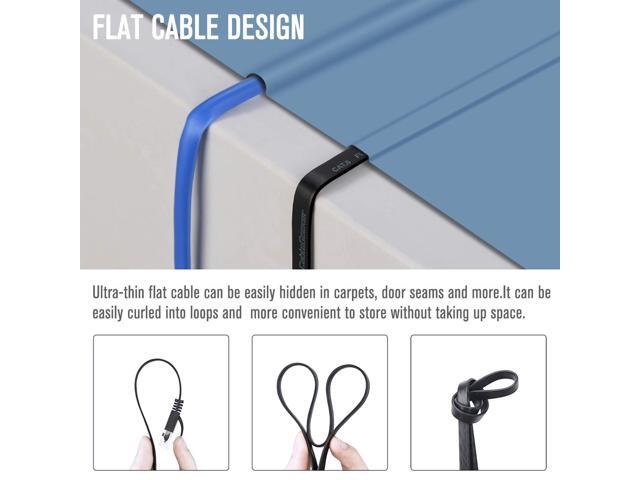 Cat 6 Ethernet Cable 1ft (10 Pack) (at a Cat5e Price but Higher Bandwidth) Flat Internet Network Cables - Cat6 Ethernet Patch Cable Short - Black...