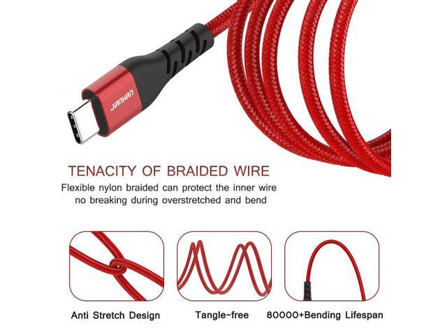 USB C to USB C Cable,J 2 Pack [6.6ft+6.6ft] Fast Charging PD 60W USB C Charger Nylon Braided Type C to Type C Cable for iPad Pro Samsung S21 S20+...