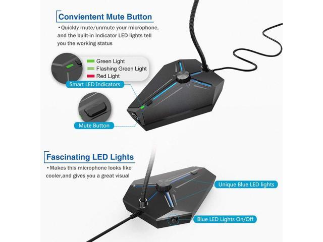 CMTECK USB Computer Microphone, Plug &Play Desktop Omnidirectional Condenser PC Laptop Mic, Mute Button with LED Indicator, Compatible with...