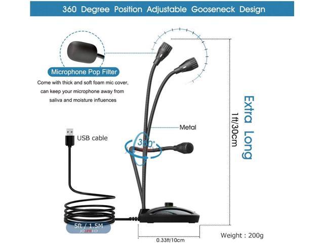 JOUNIVO USB Recording Microphone, Computer PC Podcast Condenser Cardioid Mic with Mute Button & LED Indicator for Laptop, Mac, PS4 - Vocal,...