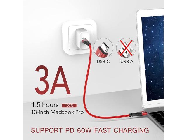 USB C to USB C Cable,J 2 Pack [6.6ft+6.6ft] Fast Charging PD 60W USB C Charger Nylon Braided Type C to Type C Cable for iPad Pro Samsung S21 S20+...
