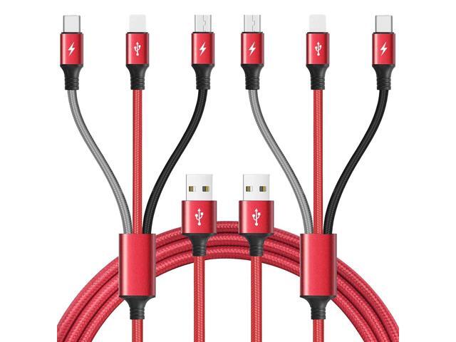 Multi Charging Cable, 10Ft 2Pack Multi Fast Charger Cable Braided Universal 3 in 1 Multi Charging Cord Long USB Cable Adapter IP/Type C/Micro USB...