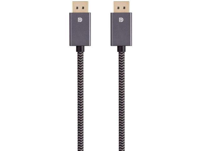 DisplayPort 1.4 EasyPlug Nylon Braided Cable - 10 Feet - Gray, Up to 32.4 Gbps, 8K@60Hz, DPCP, HDCP, 3D Video, HBR3, DSC 1.2