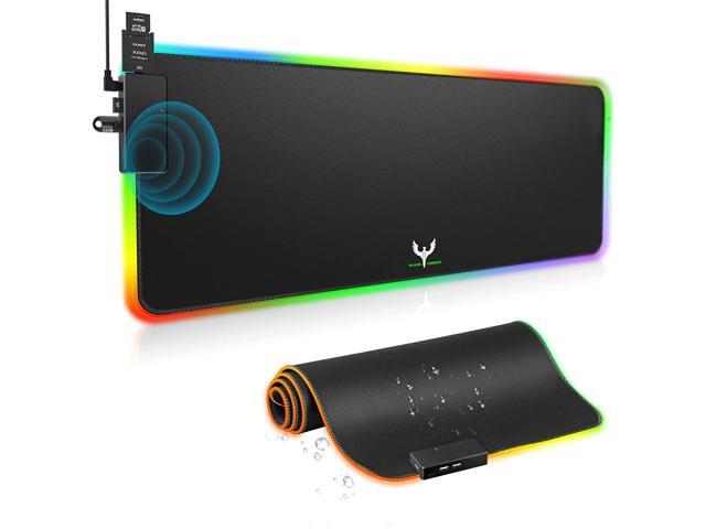 RGB Gaming Mouse Mat with Speaker, 15 Lighting Modes, Large LED Mouse Pad with 3 USB Ports, Non-Slip Rubber Base, Keyboard Mouse Mat for PC.