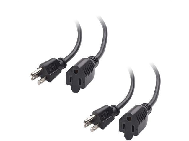 [UL Listed] Cable Matters 2-Pack 16 AWG Heavy Duty AC Power Extension Cord (Power Extension Cable) in 6 Feet (NEMA 5-15P to NEMA 5-15R)