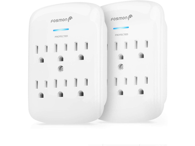 Fosmon 6-Outlet Power Strip Surge Protector 1200 Joules, Wall Mount Adapter Tap, Multi-Plug Outlet Wall Charger Extender, Charging Station, ETL...