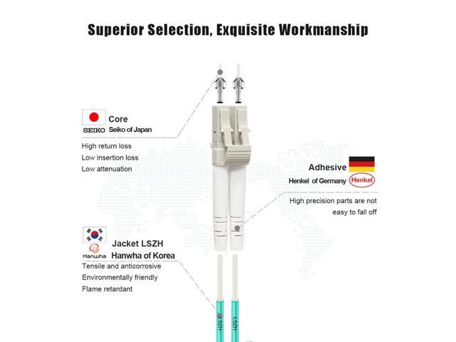 F 30M OM4 LC to LC Fiber Patch Cable Length Options: 0.2m-50m, 40GB/100GB Duplex LC-LC 50/125um Multimode Fiber Optic Cable Cord LSZH 30Meter(98ft)