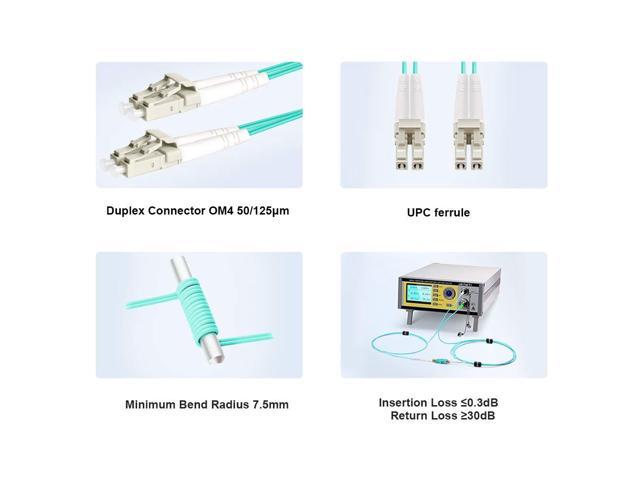 F 30M OM4 LC to LC Fiber Patch Cable Length Options: 0.2m-50m, 40GB/100GB Duplex LC-LC 50/125um Multimode Fiber Optic Cable Cord LSZH 30Meter(98ft)