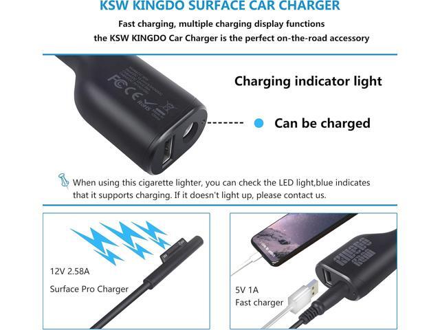 Surface Pro Car Charger Surface Laptop Car Charger,36W 12V 2.58A Power Supply for Microsoft Surface Pro 3/4/5/6/Book/Go,Surface Pro 9,Surface...