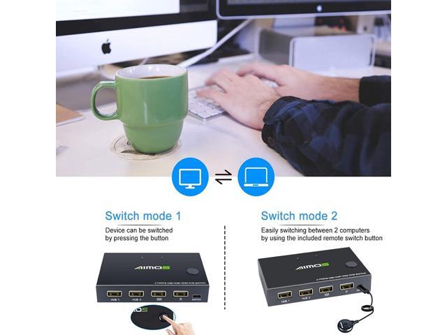 HDMI KVM Switch, 2 Port KVM Switcher 4K@30HZ, For Share 2 Computers with one Keyboard Mouse and one HD Monitor