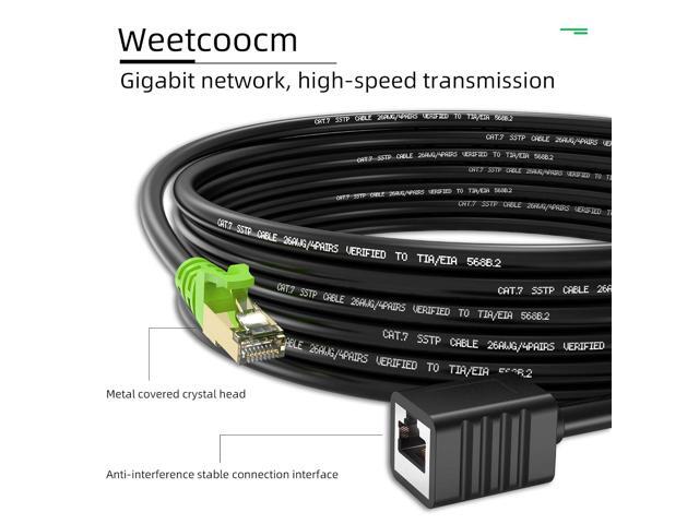 Ethernet Extension Cable 20ft, Network Cat6a Extension Patch Cable RJ45 Cords Shielded Male to Female Connector (20FT)