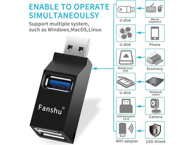 USB 3.0 Hub, Fanshu 3 Port Mini Portable Fast High Speed Bus Powered Data USB Hub Transfer, Splitter Box Adapter Expansion for PC Notebook Laptop...