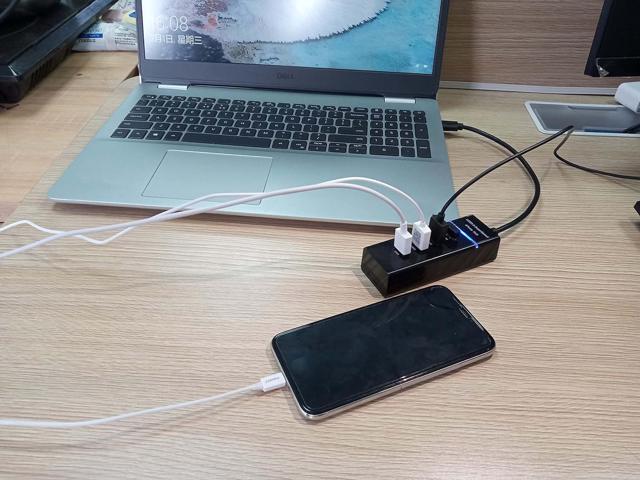 QIANRENON 4-Port USB 3.0 Hub Splitter 5Gbps USB Data Hub 4 in 1 with LED Indication for Windows PC, Mac, Surface Pro,Laptop, Printer,30cm,Black