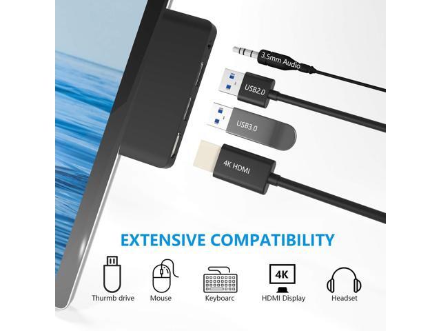 Surface Go 4 Hub Docking Station, 4 in 1 Surface Go 4 USB C Adapter with HDMI Support 4K, USB 3.0/2.0 Port Hub, 3.5mm Audio/Headphone Jack,...