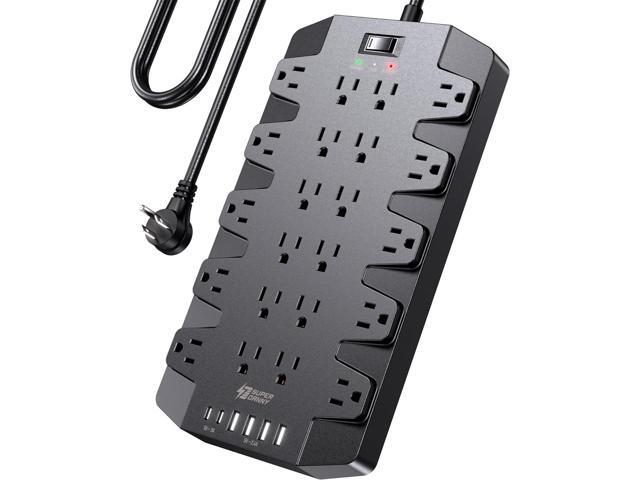 SUPERDANNY Power Strip Surge Protector with 22 Outlets 2 USB-C and 4 USB-A 2100J 6.5Ft Flat Plug Heavy Duty Extension Cord Wall Mountable for Home,...
