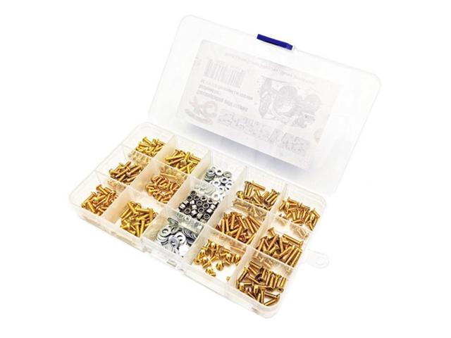 Universal Screws Repair Tool Golden Screws Silver Washers Nuts Box Set for HSP Axial SCX10 1/8 1/10 Remote Control RC Model Car photo