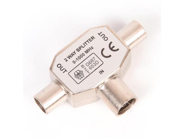 2 Way TV Aerial Coaxial Splitter Coax Metal Signal T Adapter Combiner 2 Male To 1 Female Adapter For TV/T Adapters Coaxial