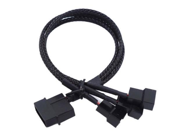 27cm Molex To 3 Way 3Pin/4Pin Fan Adapter for Computer Case Fan / CPU Fan / Mining Cooling Fans black