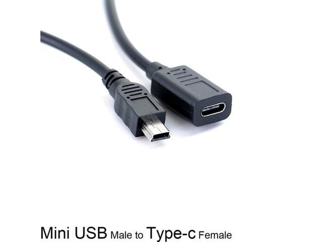 30cm Mini USB Male to Type-c Female Charge Data Adapter Cable Cord Adapter