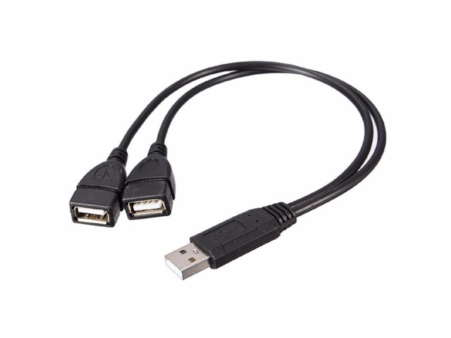 USB 2.0 A Male To 2 Dual USB Female Splitter Hub Power Cord Adapter Cable Lead