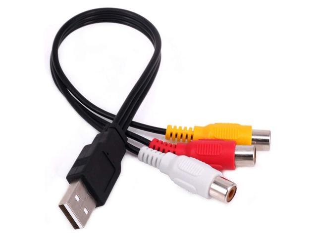 USB to 3RCA Cable, USB A 2.0 Male to 3 RCA Female Video Audio Capture Card AV Composite Adapter Cord Cable for PC,MAC,AV, HDD
