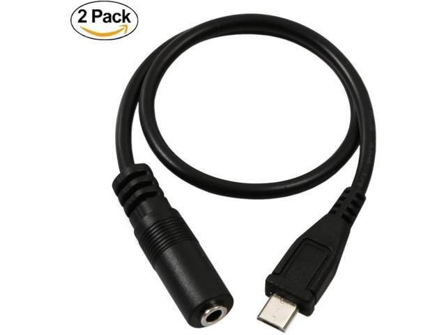 (2-Pack) Micro USB Male to 3.5mm Jack Female Audio Cable Cord for Active Clip Mic Microphone Convert Adapter