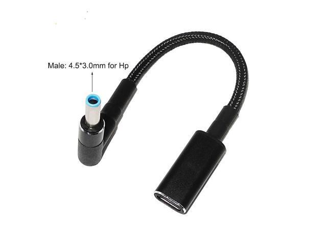 Type C femaleto 4.5x3.0mm Plug Converter 100W USB C PD Fast Charging Cable for HP Laptop Charger