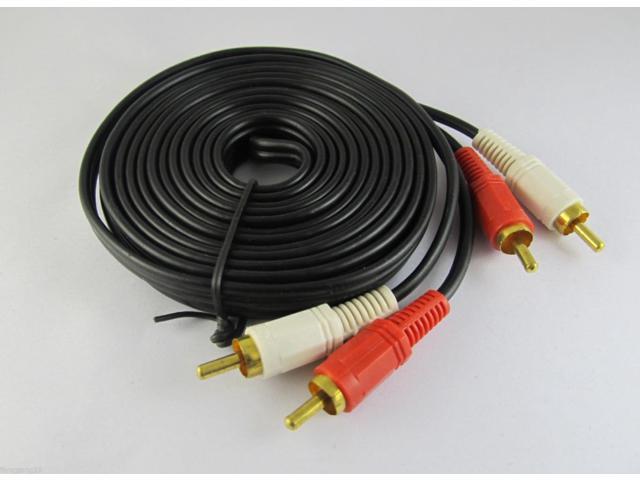 FOR 1pc 5m 15ft Twin 2 RCA Cable Audio Lead Gold Two Male TV Projector 2 RCA Cord photo