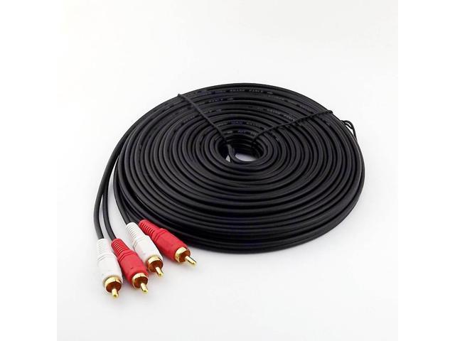FOR 1pcs 49FT 15m Twin 2 RCA Cable Audio Lead Gold Two Male TV Projector 2 RCA Cord photo