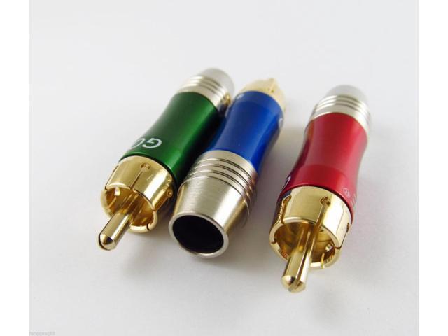 OIAGLH 10 Sets RGB RCA Male Plug Copper A/V Audio Video Cable Connector Gold Adapter