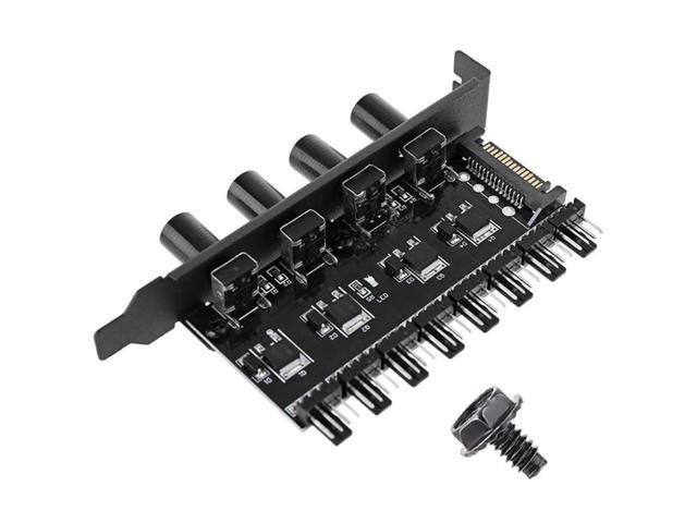 PC 8 Channels Fan Hub 4 Knob Cooling Fan Speed Controller for CPU Case HDD Vga Pwm Fan Pci Bracket Power By 12V Fan Con