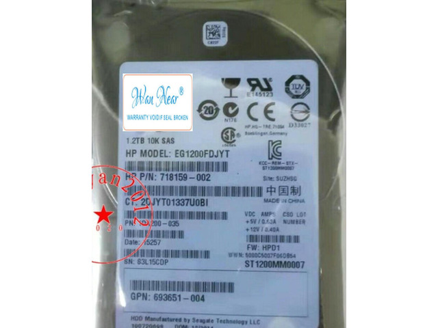 For 718162-B21 718292-001 1.2TB 10K 6G SFF 2.5'' SAS DL380P DL385P G8 G9