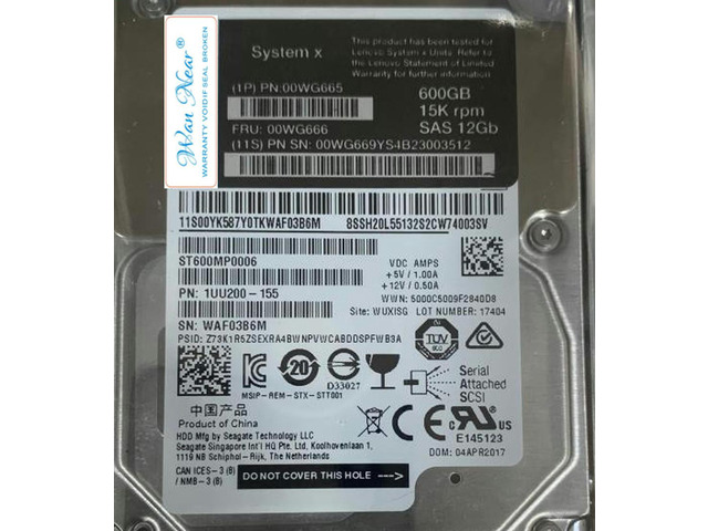 FOR 00WG666 00WG665 00WG669 600gb 15000rpm SAS 12G 2.5