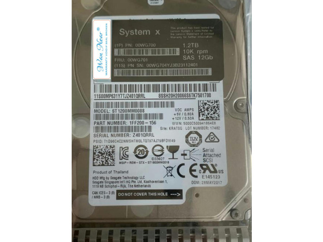 For 00WG700 00WG701 1.2T 12Gb SAS 2.5 inch X3650 M5 X6