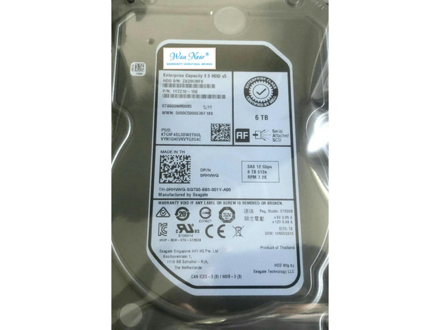 OIAGLH For RHVWG 0RHVWG ST6000NM0095 6TB 7200RPM 128MB SAS 12Gb/s 3.5