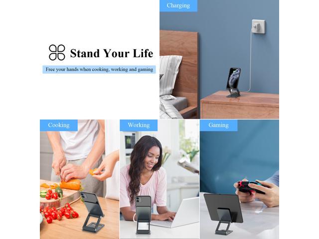 Minthouz Adjustable & Foldable Z-type Aluminum Mobile Phone Holder with Anti-Slip Base and Convenient Charging Port, Compatible with iPhone 16-11...