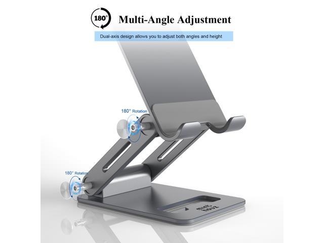 Minthouz Adjustable & Foldable Z-type Aluminum Mobile Phone Holder with Anti-Slip Base and Convenient Charging Port, Compatible with iPhone 16-11...