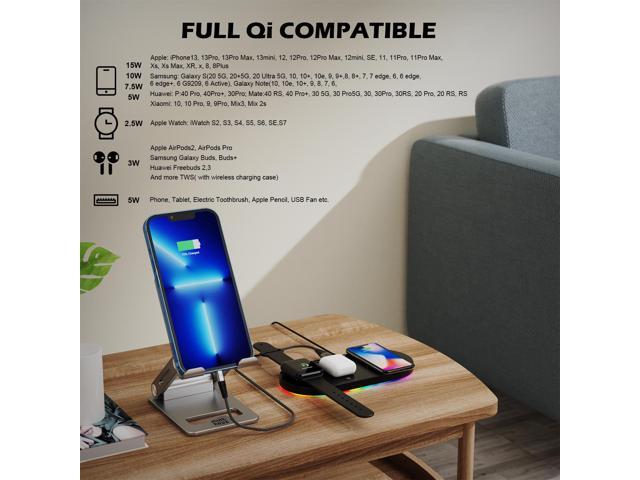Minthouz 4 in 1 Wireless Charger, 18W Fast Wireless Charging Station for iPhone14/13/12/11/XR/X/8 Series/Samsung Phone, Wireless Charging Pad...