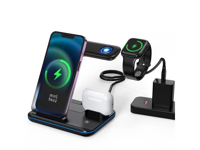 Minthouz 3 in 1 Wireless Charger,18W Fast Charging Station for iWatch(No Watch Charging Cable), AirPods,Wireless Phone Charger Stand Compatible.