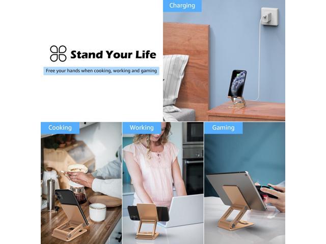 Minthouz Adjustable & Foldable Z-type Aluminum Mobile Phone Stand with Anti-Slip Base and Convenient Charging Port, Compatible with iPhone 16-11...