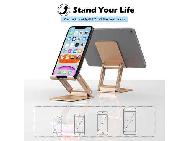 Minthouz Adjustable & Foldable Z-type Aluminum Mobile Phone Stand with Anti-Slip Base and Convenient Charging Port, Compatible with iPhone 16-11...